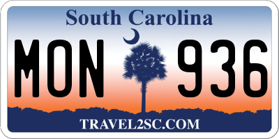 SC license plate MON936