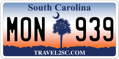 SC license plate MON939