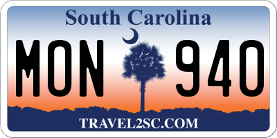 SC license plate MON940