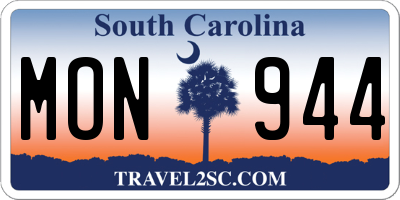 SC license plate MON944