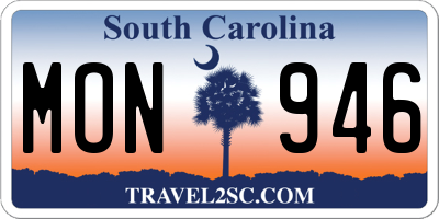 SC license plate MON946