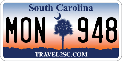 SC license plate MON948
