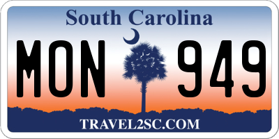 SC license plate MON949