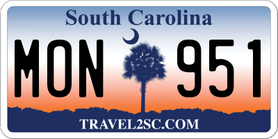 SC license plate MON951