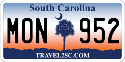 SC license plate MON952