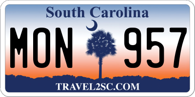 SC license plate MON957