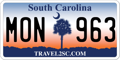 SC license plate MON963