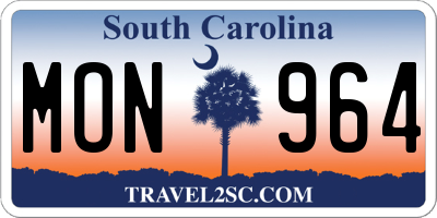 SC license plate MON964