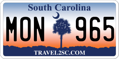 SC license plate MON965