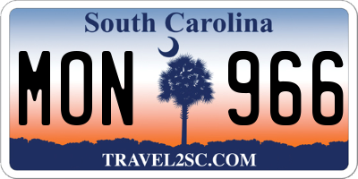 SC license plate MON966