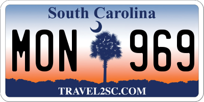 SC license plate MON969