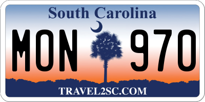 SC license plate MON970