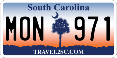 SC license plate MON971