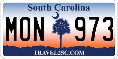 SC license plate MON973