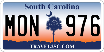 SC license plate MON976