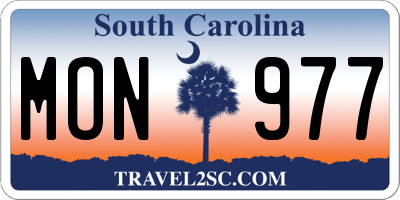 SC license plate MON977