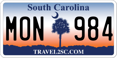 SC license plate MON984