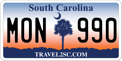 SC license plate MON990