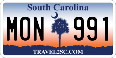 SC license plate MON991
