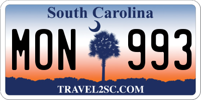 SC license plate MON993