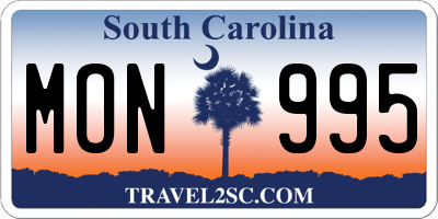 SC license plate MON995