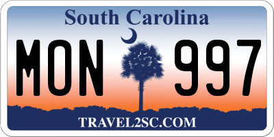 SC license plate MON997