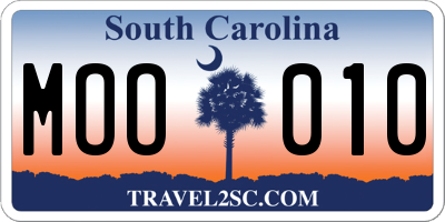 SC license plate MOO010