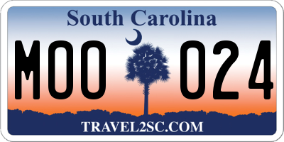 SC license plate MOO024