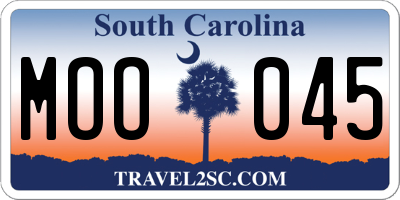 SC license plate MOO045