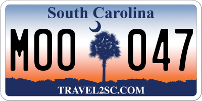 SC license plate MOO047