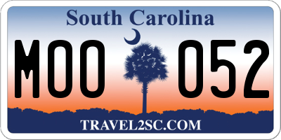 SC license plate MOO052