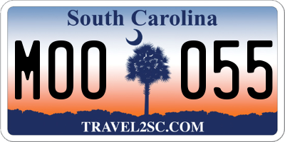 SC license plate MOO055