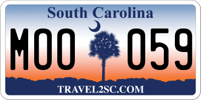 SC license plate MOO059