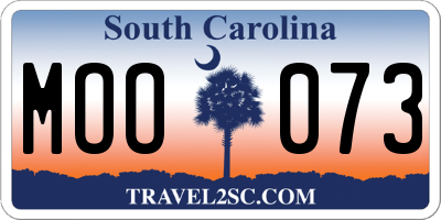 SC license plate MOO073