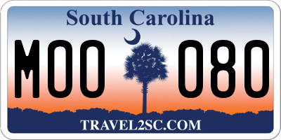 SC license plate MOO080