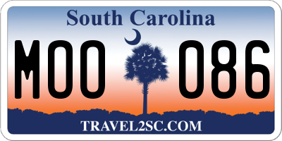 SC license plate MOO086