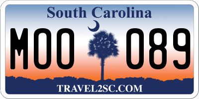SC license plate MOO089