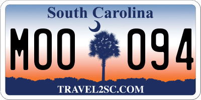 SC license plate MOO094