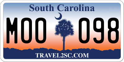 SC license plate MOO098