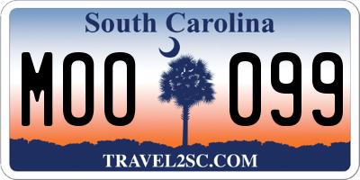 SC license plate MOO099