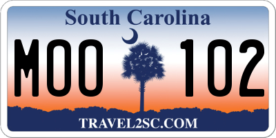 SC license plate MOO102