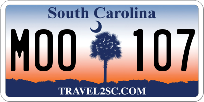 SC license plate MOO107