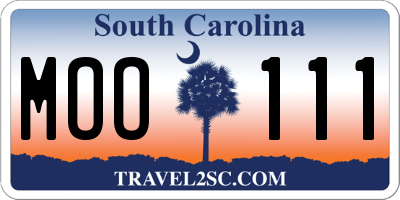 SC license plate MOO111