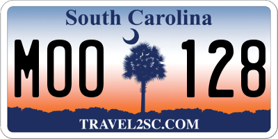 SC license plate MOO128