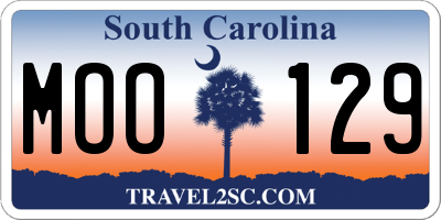 SC license plate MOO129