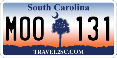 SC license plate MOO131