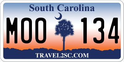 SC license plate MOO134