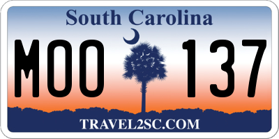SC license plate MOO137