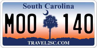 SC license plate MOO140