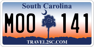 SC license plate MOO141